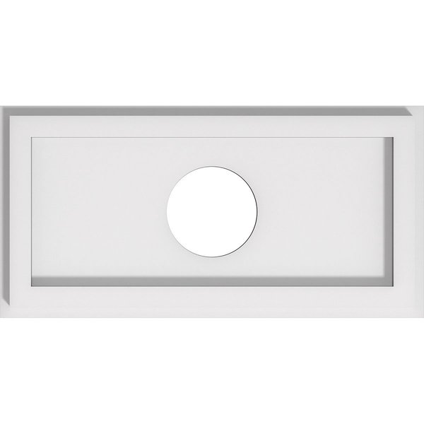 Ekena Millwork Rectangle Architectural Grade PVC Contemporary Ceiling Medallion, 14"W x 7"H x 3"ID x 4 3/4"C x 1"P CMP14X7RE-03000